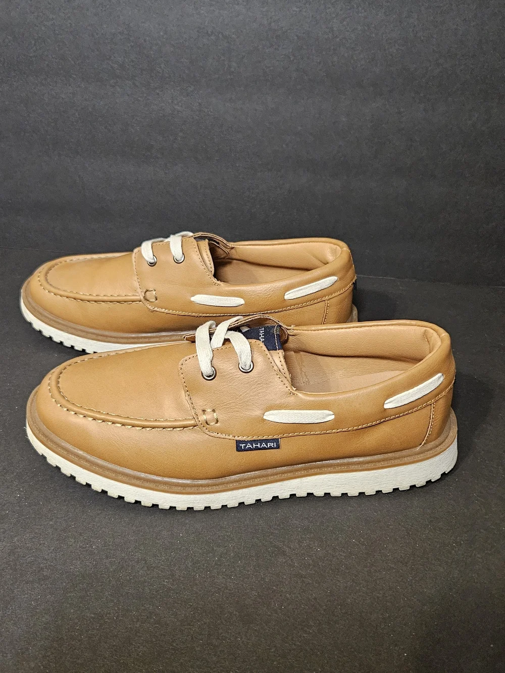 Tahari  Youth  Tan Leather Boat Shoes